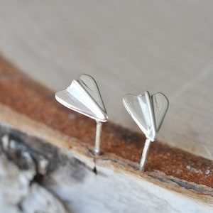 Origami Airplane Earrings in 100% Sterling Silver, Origami Jewelry, Origami Paper Airplane Earrings; Origami Airplane; Sterling Silver 925