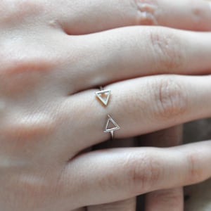 Silber Doppeldreieck Ring, Geometrische Form Ring; 100% Sterling Silber Ring Schmuck 925, Geometrischer Ring, Silber Dreieck Ring