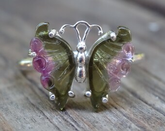 Georgia Tourmaline Butterfly Silver Ring