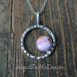 925 - Rosa Orange Spiny Oyster & Blauer Türkis Halskette, Sterling Silber Spiny Oyster Zierlicher Anhänger, Naturstein Türkis Blau Halskette