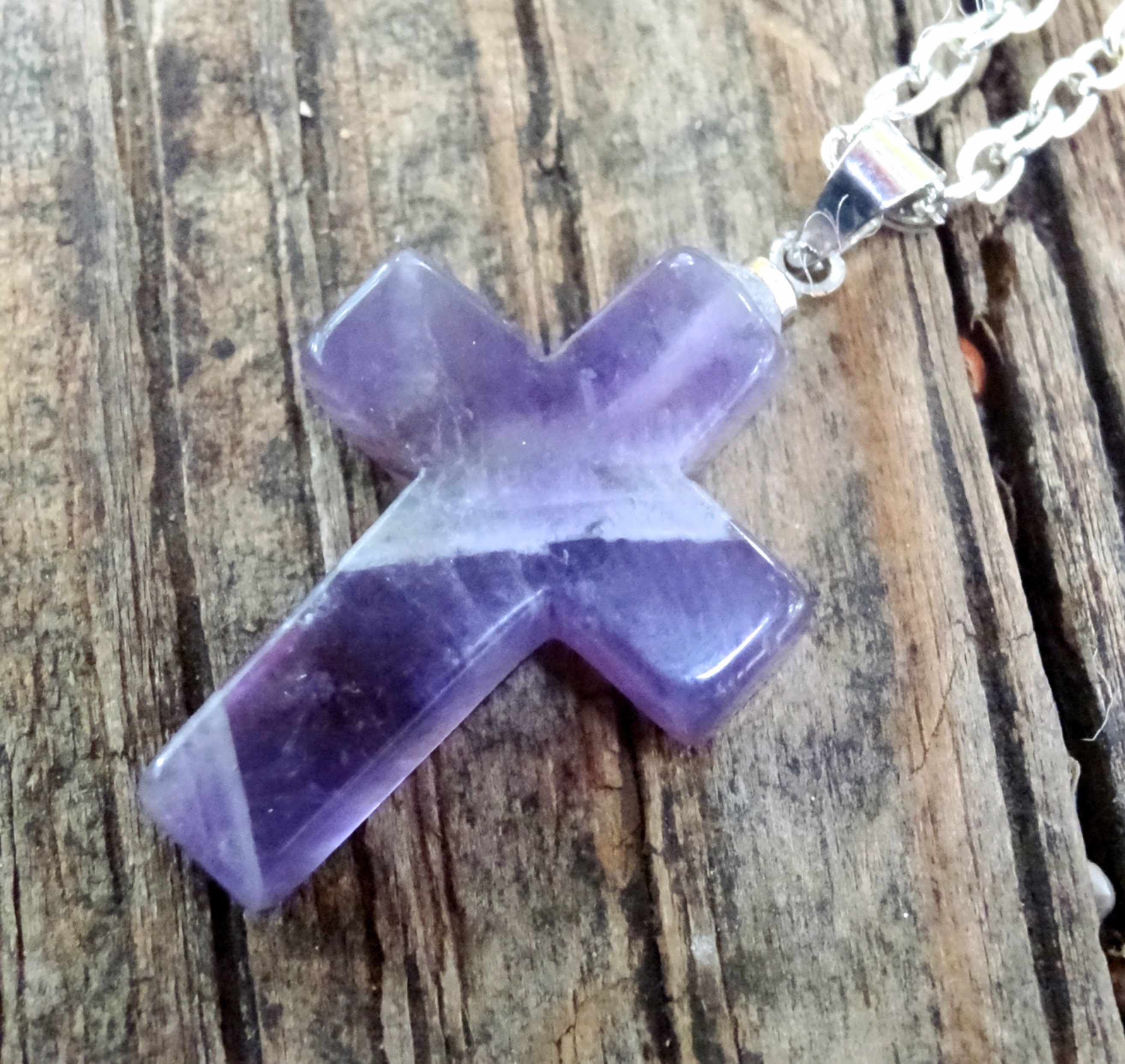 925 Natural Chevron Amethyst Cross Necklace, Sterling Silver Amethyst Cross  Pendant, Sterling Silver 18 Chain, Natural Stone Purple Cross - Etsy