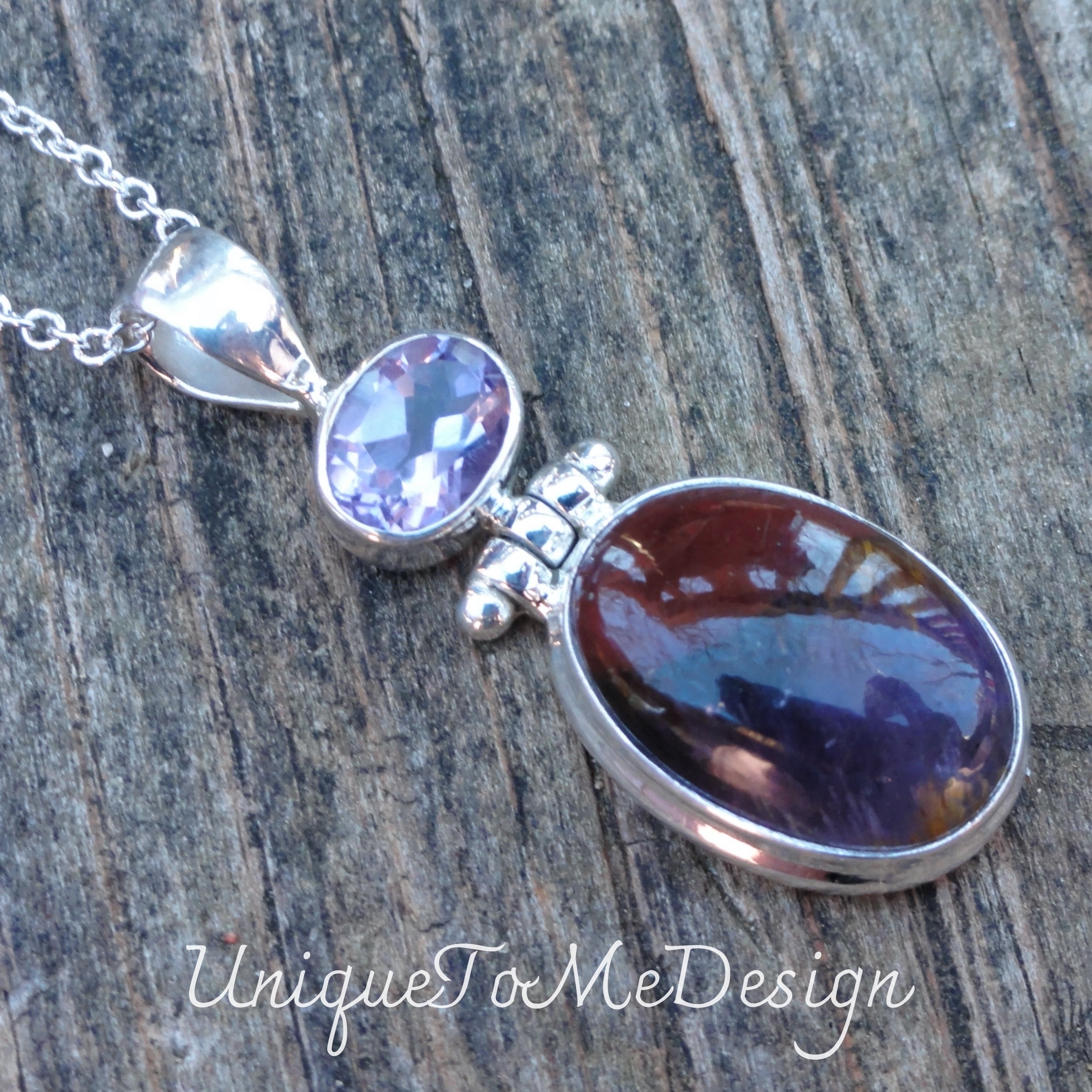ハンドメイド スーパー7＆アメジスト スターリングシルバー ペンダント