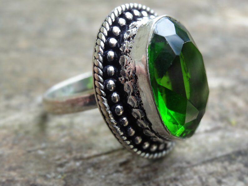 Gemstone Ring Sterling Silver Peridot Ring Natural Peridot Sterling silver Ring Size 10 Peridot ring size 10 Natural stone ring