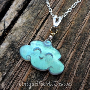 925 Silver Natural Labradorite Necklace, Sterling Silver, Carved Face Labradorite Pendant, Rain Cloud Pendant Handmade, Labradorite Cloud