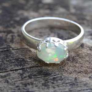 Natural Fiery Ethiopian Welo Opal 925 Solid Sterling Silver Ring Size 7 - Boho Chic - Opal Ring Sterling Silver - opal ring size 7