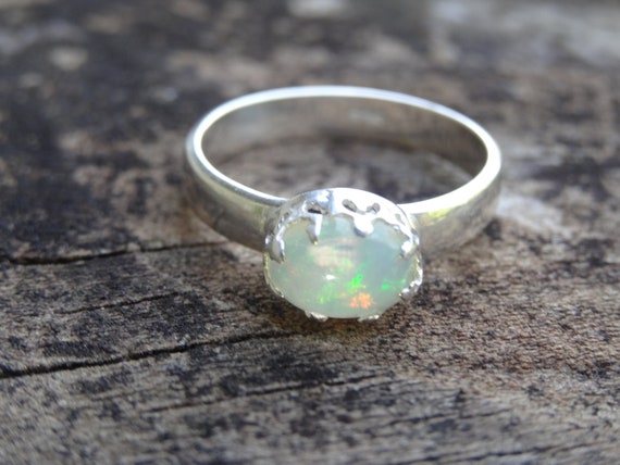 thumbnail image 2 of Natural Ethiopian Opal Ring - 925 Sterling Silver - Oval Multicolor Gemstone - Handmade - All Sizes 2 of 6
