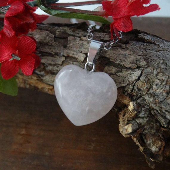 Collana Al Quarzo Rosa A Forma Di Cuore | Catena In Argento 925 - Foto 6