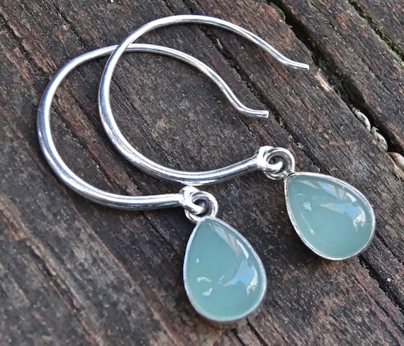 Aqua chalcedony earrings deals