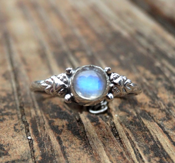 Rainbow Moonstone Ring Oval Side Set Sterling Silver Dainty Rainbow Moonstone Ring Oval Side Set Sterling Silver Dainty
