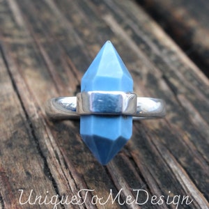925 - Blue Owyhee Opal Ring Size 7, Sterling Silver, Natural Stone, Double Point Silver Ring, Handmade Ring Owyhee Blue Opal gemstone ring 7