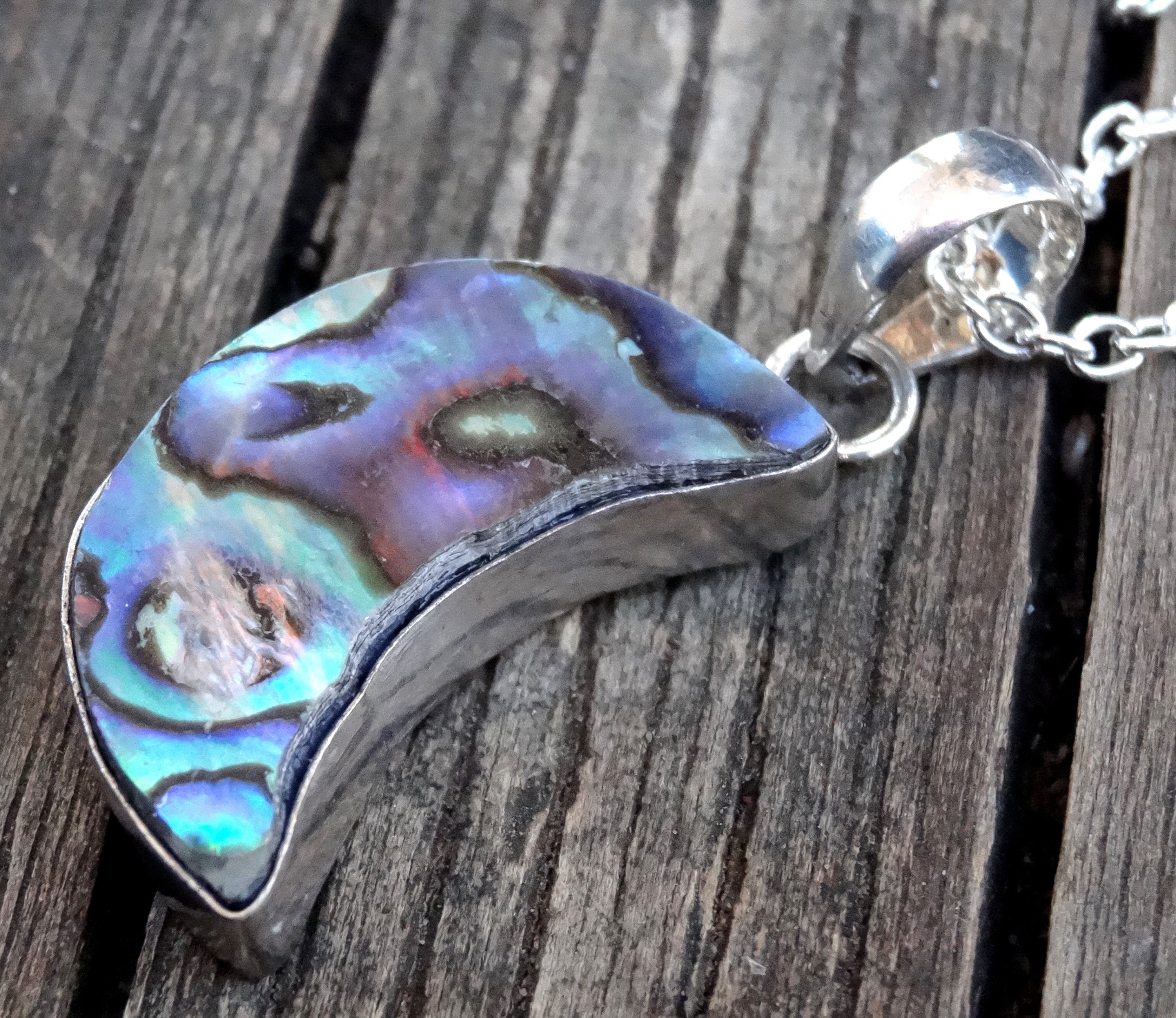HARMONY BOLA Collana con pietra di luna api in argento Sterling 925 abalone conchiglia bumble ciondolo gioielli compleanno regalo di Natale per donna, Argento sterling
