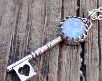 Collier En Argent Sterling 925 Avec Pierre De Lune Arc-en-ciel - Fait Main - 18 Pouces