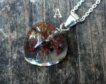 Handmade Heart Lodolite Necklace: Sterling Silver Garden Quartz Pendant