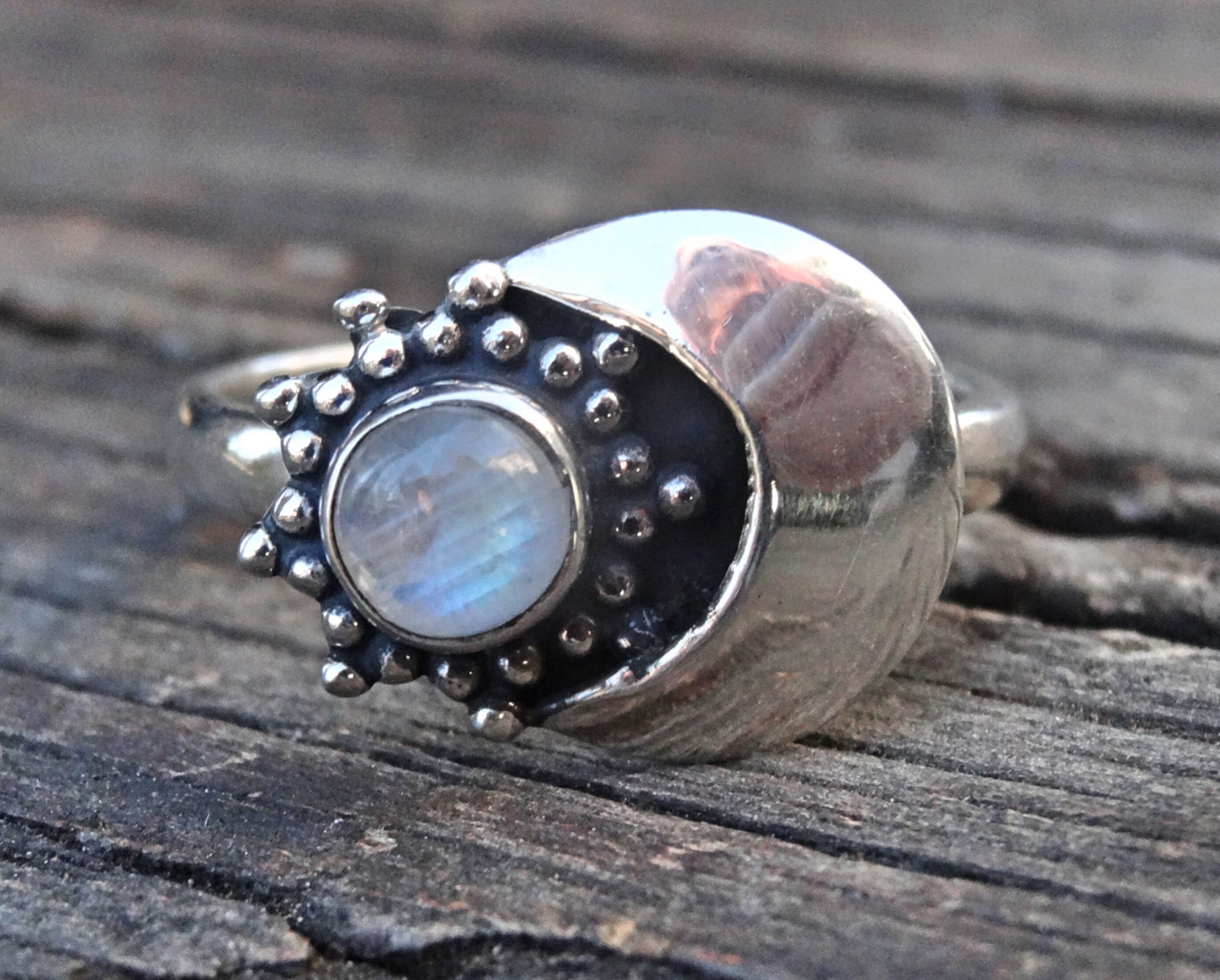Angelic Ring Sterling Silver Rainbow Moonstone Ring Boho - Etsy