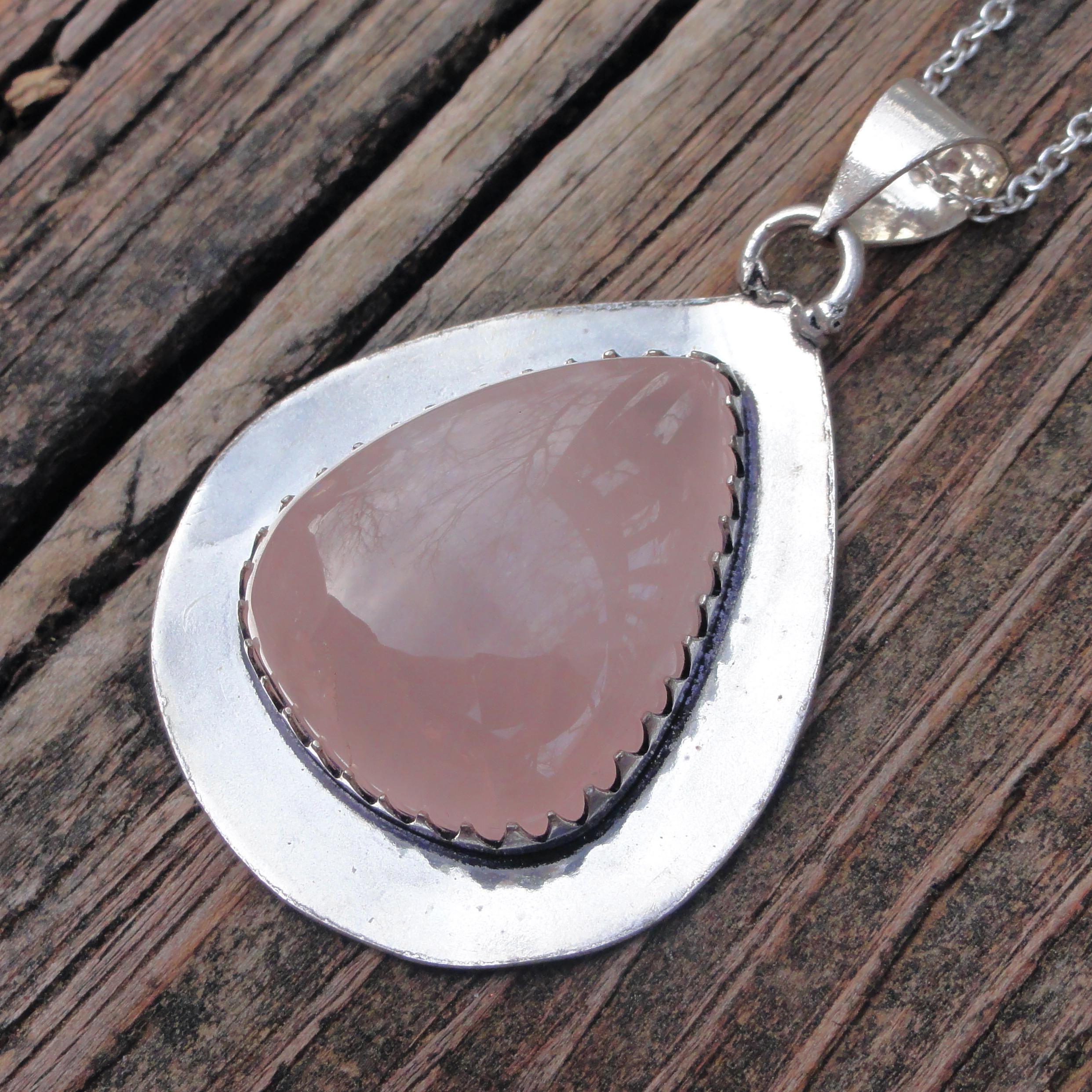 Collier En Quartz Solaire Naturel Et Argent 925 - Longueur 18 Pouces - Fait Main - Neuf
