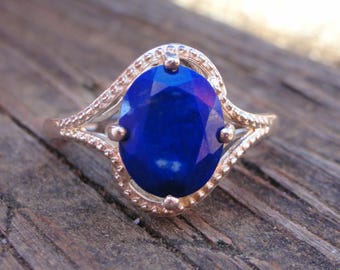 Handmade Faceted Lapis Lazuli Sterling Silver Ring - Size 7