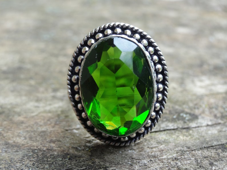 Gemstone Ring Sterling Silver Peridot Ring Natural Peridot Sterling silver Ring Size 10 Peridot ring size 10 Natural stone ring