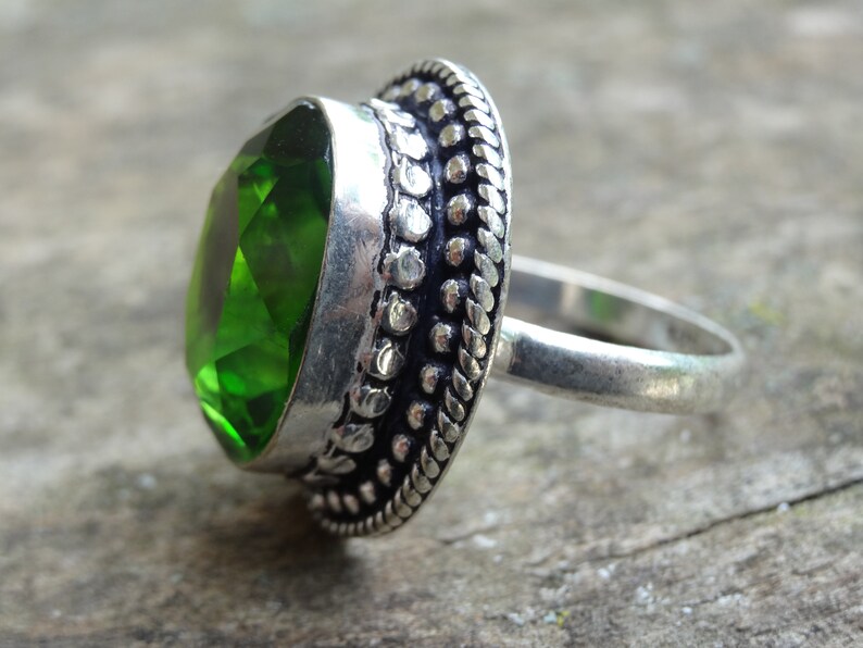 Gemstone Ring Sterling Silver Peridot Ring Natural Peridot Sterling silver Ring Size 10 Peridot ring size 10 Natural stone ring