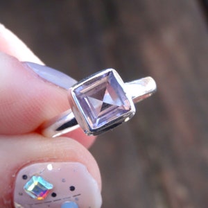925 - Large Lavender Amethyst  Ring size 7 & 9, Sterling Silver, Natural Stone Amethyst Ring, Purple Princess Cut Gemstone Statement Ring