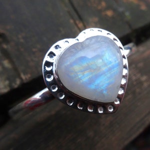 Boho Rainbow Moonstone Heart Stone Sterling Silver Bangle Bracelet, Handmade in 925 Silver, Statement Metalwork Cuff, Moonstone Bracelet