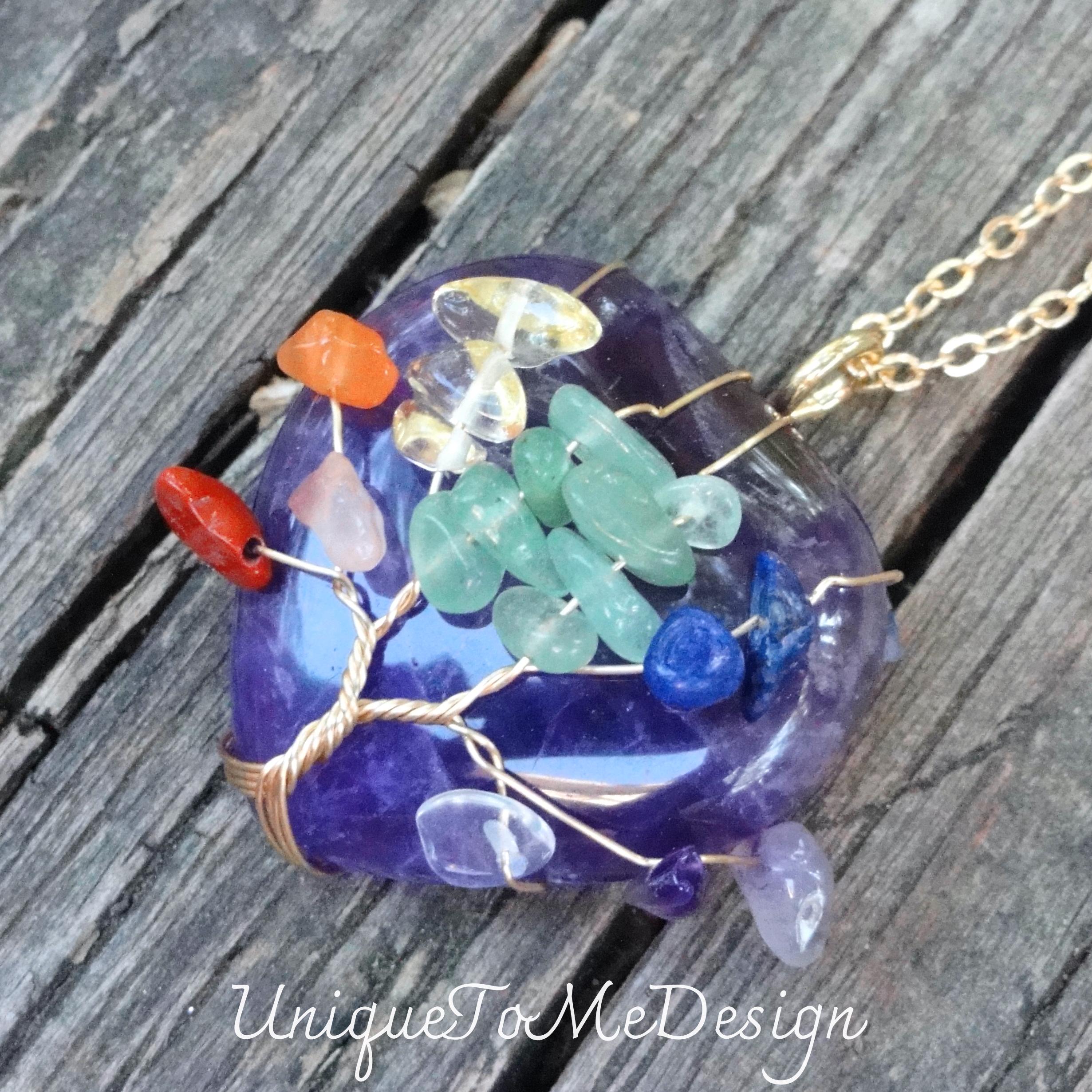 Collana Vintage Con Ciondolo Albero Della Vita In Ametista Naturale E Filo Di Rame - Reiki, Cristallo Curativo Per Chakra
