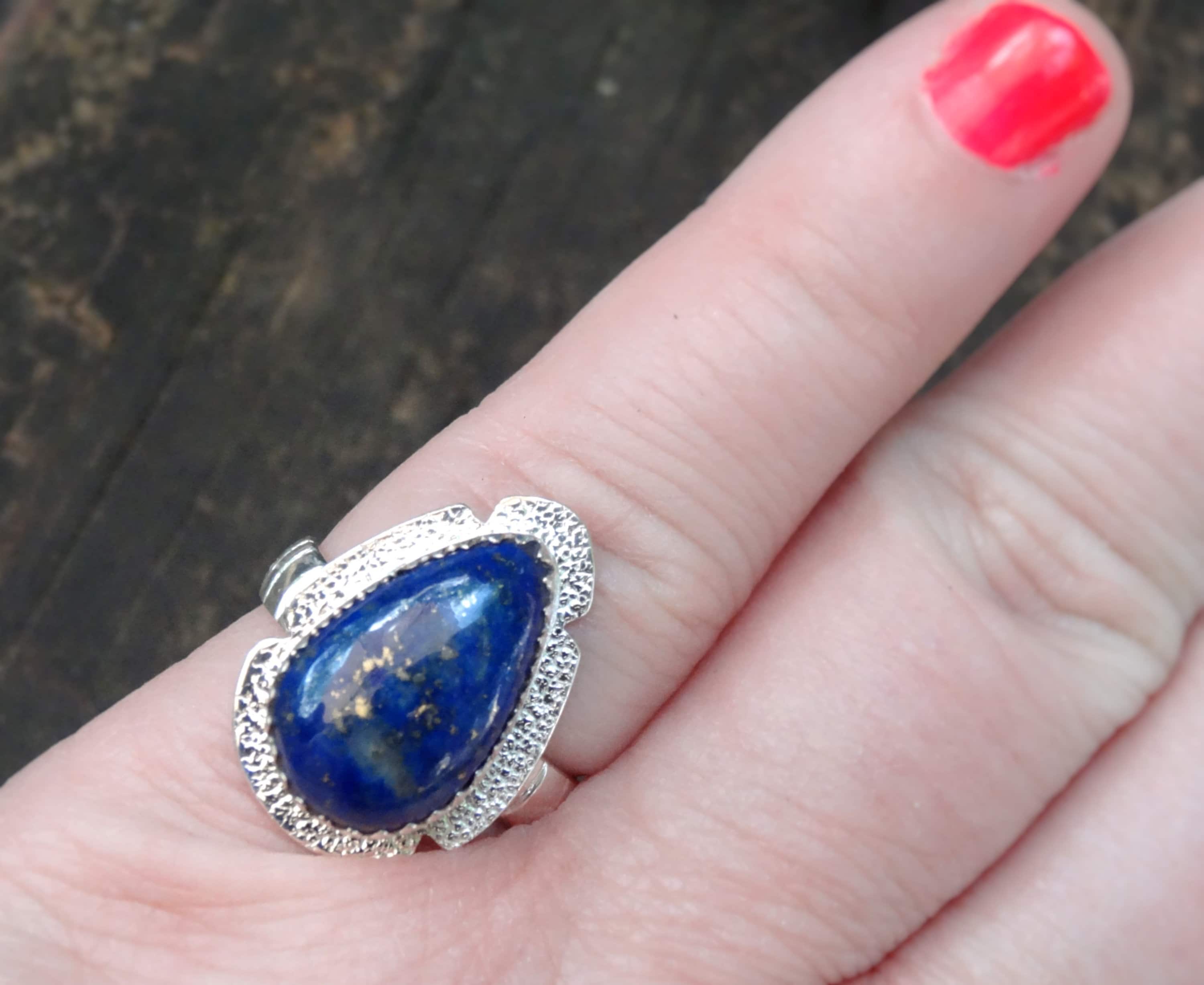ハンドメイド　シルバーリング　ラピスラズリ13号　Charch jewelry ハンドメイド ラピスラズリ スターリングシルバー リング - ティア