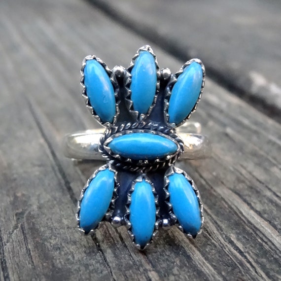 925 OOAK Sleeping Beauty Turquoise Ring Size 8, Sterling Silver