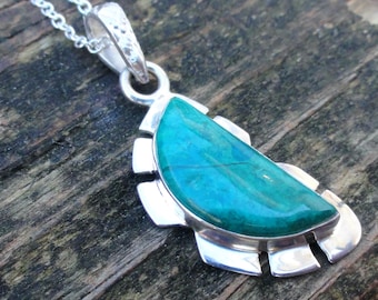 925 - Handmade Shattuckite Necklace, Sterling Silver, Natural Stone Shattuckite Pendant, Blue Green Shattuckite gemstone necklace