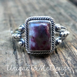 925 Pink Turmalin in Quarz Ringgröße 8,5, Sterling Silber, Naturstein, Pink Turmalin handgemachter Boho Ring 8 9, Pink Edelstein Ring