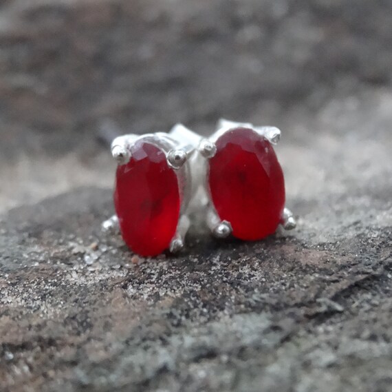 Sterling silver ruby on sale earrings