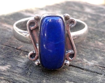 Bague lapis lazuli en argent sterling faite main - Taille 10