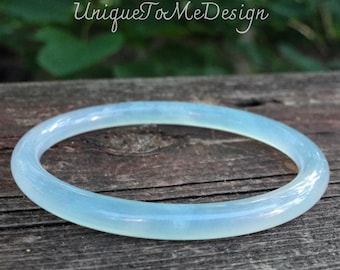 58mm Natural Blue Aquamarine Bangle Bracelet, Natural untreated gemstone bracelet, Handmade Aquamarine stone bracelet OOAK Raw stone