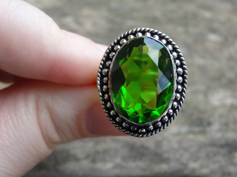 Gemstone Ring Sterling Silver Peridot Ring Natural Peridot Sterling silver Ring Size 10 Peridot ring size 10 Natural stone ring