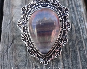 Handmade Sterling Silver Fluorite Statement Ring - Size 9