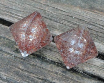 Handmade Lodolite Garden Quartz Studs: 925 Sterling Silver Pyramid Earrings