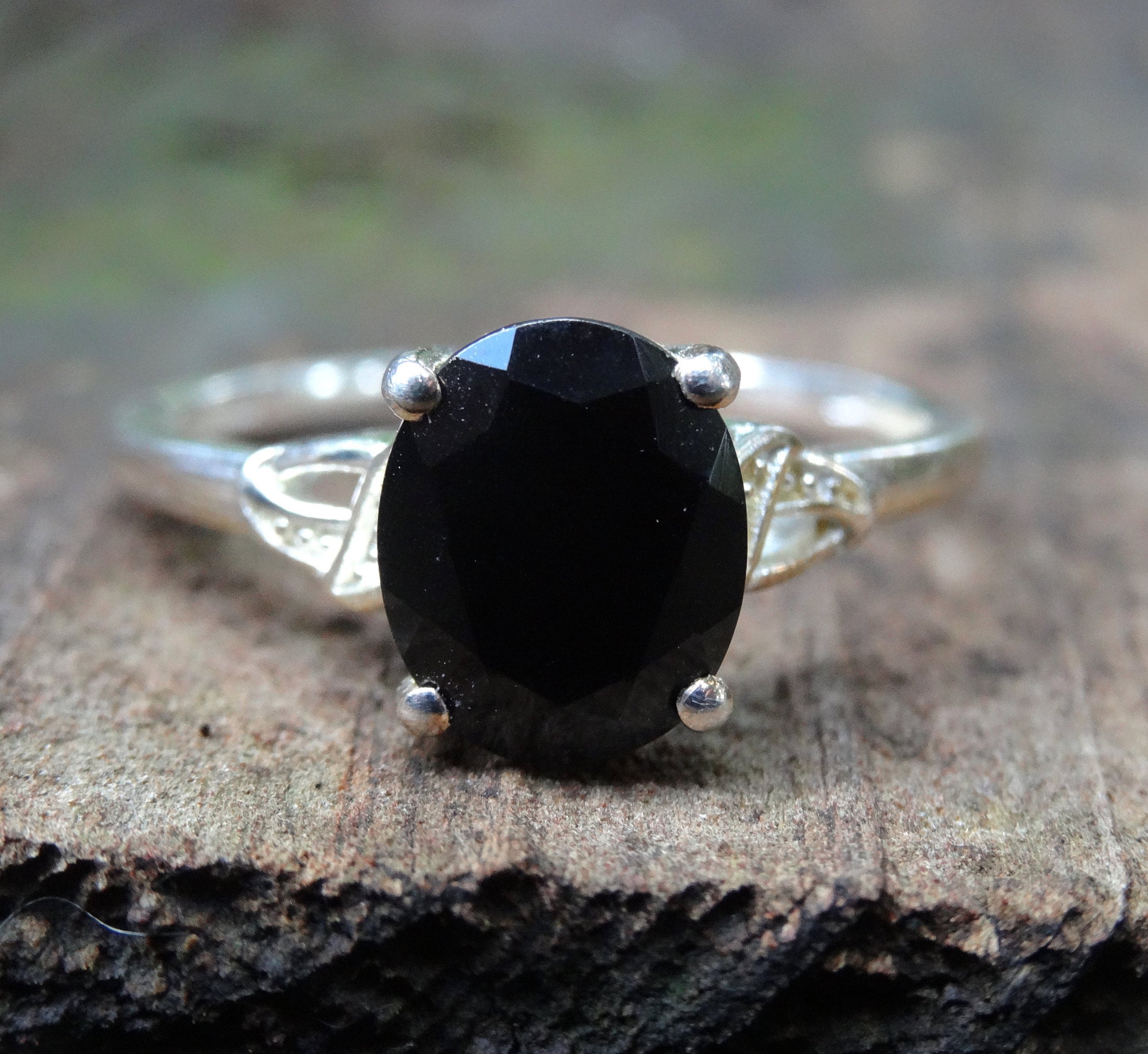 Black tourmaline engagement ring deals