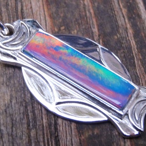925 - Moon Aurora Opal Necklace, Sterling Silver, Blue Rainbow Aurora Opal Crescent Moon Pendant, Opal Doublet, Handmade Moon Necklace