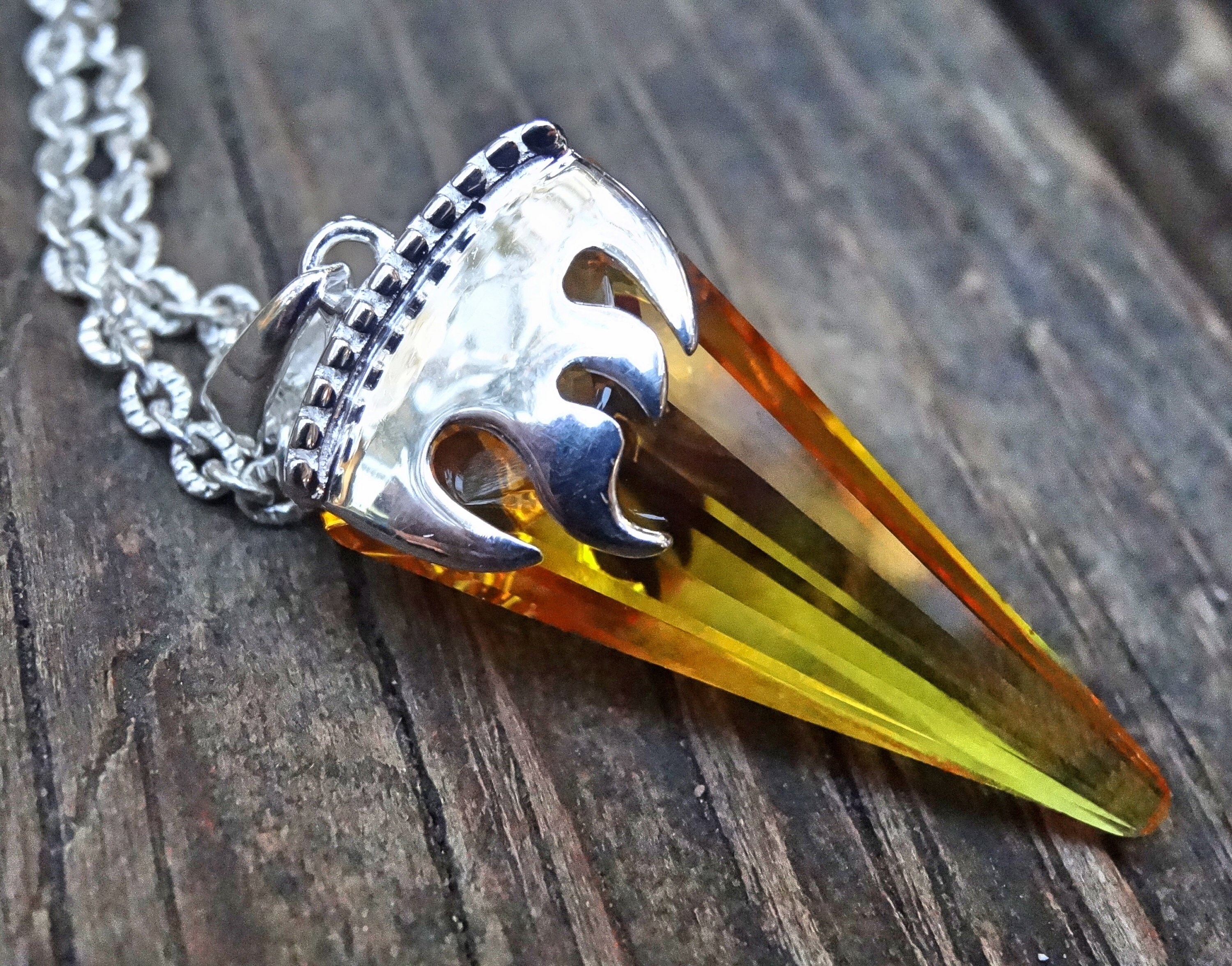 925 Swarovski Amber Flame Necklace 