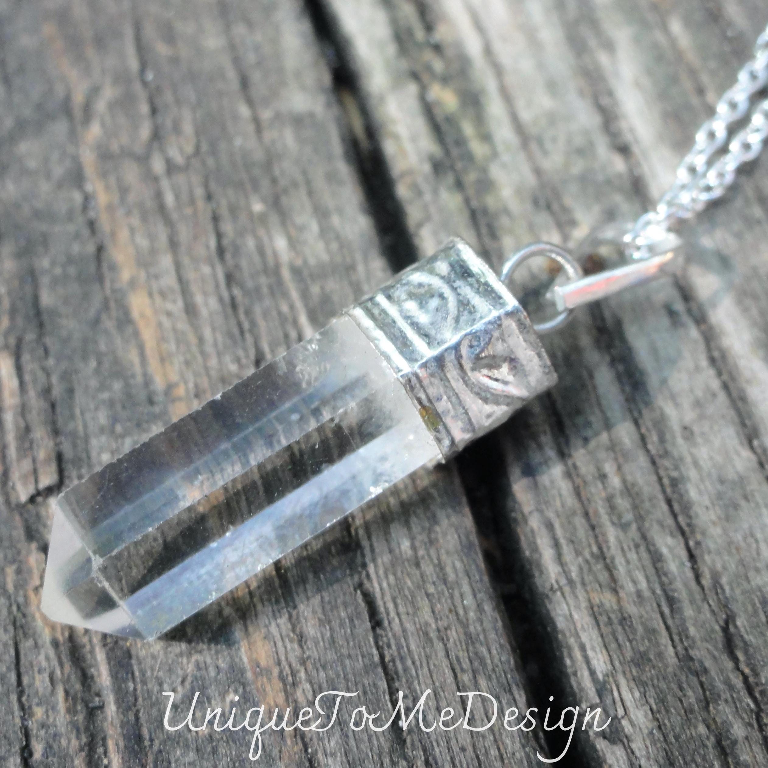 Ciondolo Quarzo Ialino Placcato Argento Collana Cristallo Di Rocca Puro Punta 7432044213239 - Foto 8