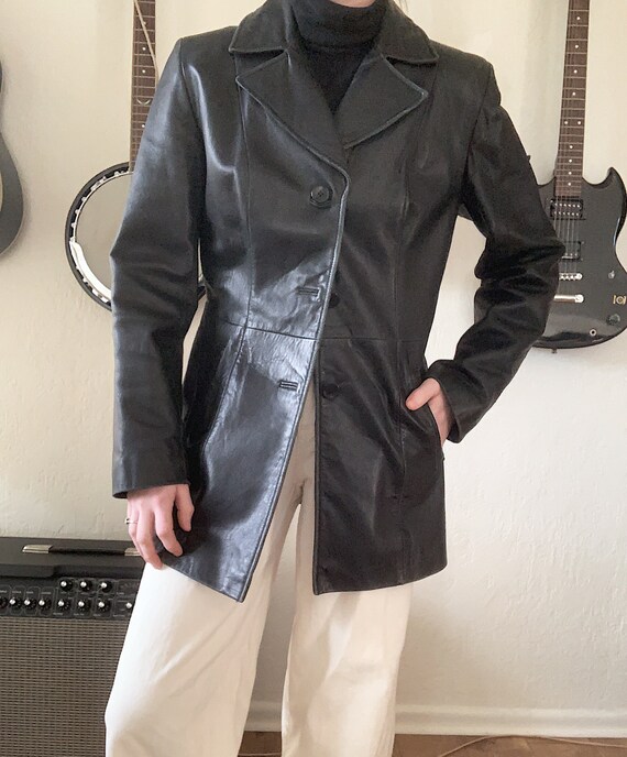 Vintage 90's Leather Jacket - Black | S