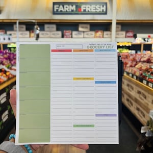 Alison X Tonee Seven Magnetic Grocery List Notepad (8" x 8"), 25 arkuszy - do zakupów spożywczych, śledzenia żywności i miesięcznego zarządzania budżetem
