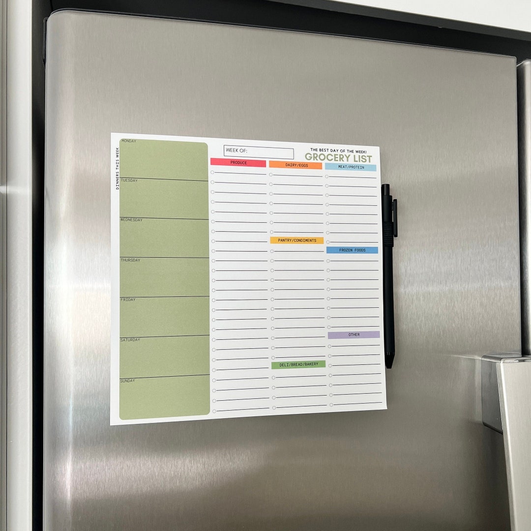 Alison X Tonee Seven Magnetic Grocery List Notepad: Weekly Meal Planner ...