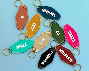 Personalized Motel Keychains for your Purse, Bag, or Backpack, Custom Name, Pick your favorite color, unique and stylish