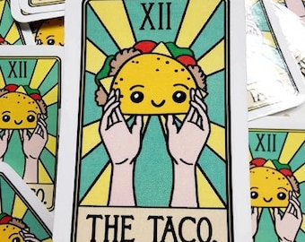 The Taco Tarot Card Sticker, Waterproof, Car, Laptop, Water Bottle, Journal, Skateboard