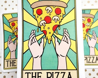 Pizza TaroT card sticker waterproof tarot card laptop, water bottle sticker journal