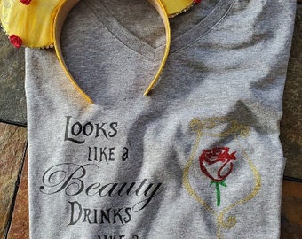 Look Like a Beauty Drink Like a Beast! Belle Epcot Food and and Wine drinking beauty and the beast inspired shirt bell vacation princess