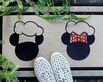 Chef Mickey and Minnie Disney Doormats, Welcome Doormats, Housewarming Gift, Closing Gift, Kitchen mat, Front Doormat, Kitchen rug