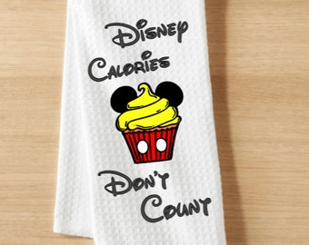 Mouse cupcake Calories don't Count Kitchen Waffle Weave towel