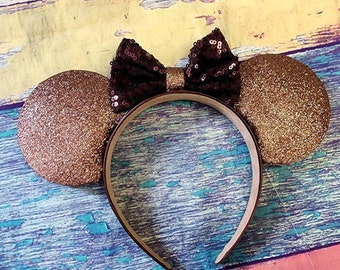 Mickey Chocolate Inspired Mickey Minnie Mouse Ears / Headband / Snacks Ears / I'm Here For the Snacks / Disney Ears / Brown Ears