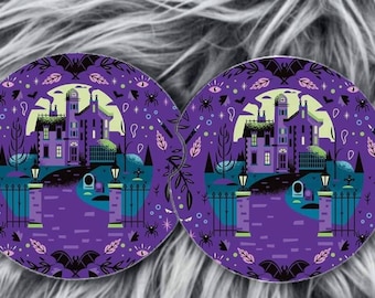 Haunted Mansion inspired car air freshener, car coasters, and key chain